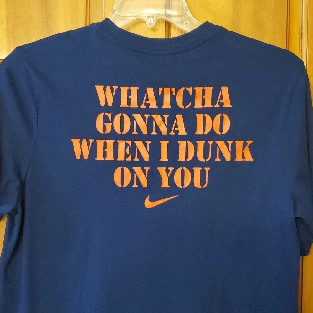 Nike Mens Navy DUNK ON YOU Short Sleeve Dri-Fit‎ Basketball Shirt Size Medium